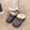 Pantuflas de algodón gruesas, cálidas y forradas de felpa para mujer, con un bonito diseño de lazo y estilo de punta cerrada, perfectas para el invierno y como cómodas pantuflas de interior para la recuperación posparto