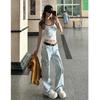 Jeans Cargo de Pierna Ancha para Mujeres con Forma de Pera Verano 2025 Diseño Petite Pantalones Largos de Cintura Alta Holgados Adelgazantes