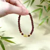 Pulseira de Fio Único Garnet Vermelho Vinho Natural DIY Feita à Mão Combinando Pingente de Cabaça Cristal Pulseira de Fio de Cristal Transparente Atacado