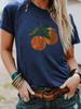 Em estoque Europeu e americano moda gola redonda laranja fruta top camiseta feminina Amazon em estoque solto manga curta comércio exterior atacado