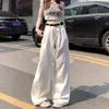 Jeans Blancos de Pierna Ancha Estilo Americano para Mujer 2025 Primavera Nuevos de Cintura Alta Adelgazantes Holgados Plisados de Ajuste Lento Rectos
