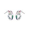 Aretes de espiral de circón de color para uñas, nicho de personalidad, bolsa en forma de C, lóbulo de la oreja, aretes de rosca de diamante de color dopamina