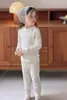 Conjunto de roupas de outono para crianças, 100% algodão Classe A, roupa de casa estampada sem costura, conjunto de roupa íntima de duas peças para meninos e meninas