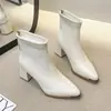 Botas Martin de Otoño e Invierno Tobilleras Cortas Estilo Francés Nuevas Botas Adelgazantes Punta Fina Tacón Alto 2026 Moda Tacón Grueso Botines Cortos Mujer