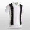 Camisa Polo Italiana de Rayas para Hombre Fresca Cuello Solapa Manga Corta Tejido Estilo Old Money Gasa Color Contrastante Transpirable Jacquard Rojo