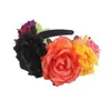 Diadema para Fiesta de Disfraces de Halloween Diadema de Flores Retro Falsas Negra Roja Naranja Rosa Accesorio para el Cabello Festivo para Mujeres