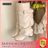 Botas de montar de tacón alto con punta redonda y hebilla de cinturón, botas largas vintage hasta la rodilla para mujer, nuevo modelo otoño e invierno 2026, botas desmontables para pierna de pantalón