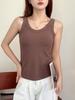 Blusa Regata Branca Feminina Sfyuan com Sutiã Embutido, Bojos Fixos, Sem Mangas, Camada Base Elástica, Pode Ser Usada por Fora