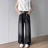 Jeans de hombre de pierna recta estilo americano con microcampana, corte limpio, largo hasta el suelo, holgados, con patrón de bigotes vintage transfronterizo, dobladillo curvo lavado, a la moda