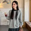 Hoodie Feminino 2026 Outono/Inverno Novo Estilo Doce e Picante Ombro Caído Gola Redonda Solto Básico Versátil Manga Longa Top Hoodie para Mulheres