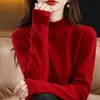 Suéter de Punto de Lana Versátil para Otoño e Invierno, Nuevo Suéter Suave y Grueso para Mujer con Cuello Medio Alto
