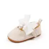 Sapatos de Bebê de 0-1 Ano Novo Estilo Cor Sólida Laço de Pérola Sapatos de Bebê Solado de Borracha Macia Sapatos Pré-Caminhada