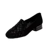 Zapatos Planos de Piel Suave 2026 Primavera y Otoño Tacón Bajo Grueso Puntera Redonda Piel Suave Zapatos Planos de Corte Profundo Suela Suave Superficie Suave Mocasines Microfibra Negra