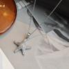 Colar Pingente Estrela do Mar da Moda para Mulheres Fashion Versátil Diamante Brilhante Estrela Corrente Clavícula Simples Luxo Leve Colar Diário