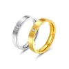 Moda Coreana Nuevo Anillo de Acero de Titanio de 4 mm con Circonita Diseño de Nicho Elegante Sencillo Anillo de Una Sola Piedra para Mujeres