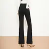 Pantalones de microcampana mullidos y elegantes para mujer 2026 Otoño/Invierno nuevo estilo de cintura alta elásticos de mezclilla jeans de corte ajustado versátiles de campana largos