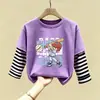 Camiseta Interior de Manga Larga para Niños, Nuevo Estilo Primavera y Otoño, Camiseta Interior de Algodón Puro para Niños, Atuendo de Primavera con Estampado de Dibujos Animados, Camiseta de Capa Interior