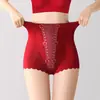 Pantaletas Bordadas Estilo Palacio de Cintura Alta para Control de Abdomen para Mujer, Tallas Grandes, Antibacterianas, Levanta Glúteos, Dos en Uno, Rojo, Año del Zodiaco, Pantalones Cortos Base en Forma de Triángulo