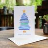 Tarjetas de felicitación navideñas de árbol de Navidad de acuarela de cuatro lados transfronterizas con sobres tarjetas de felicitación navideñas pintadas a mano tarjetas de felicitación navideñas