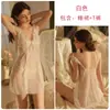 Gueruo Lingerie Sexy Puro Desejo Transparente Quente Vazada com Contas Decote em V Profundo Amarrada Lingerie Sexy para Dormir Conjunto de Robe 5716