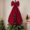 Decoraciones Navideñas de Terciopelo Borgoña con Lazo Grande Transfronterizas Arreglo de Atmósfera Navideña Adornos Colgantes para Ventana