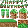Nuevos Suministros para Fiesta Temática Estilo Pixel Decoración de Cumpleaños Arreglo de Fiesta Accesorios Platos de Papel Vasos de Papel Mantel Servilletas de Papel