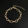 Pulseira Cuban iron oval oca popular transfronteiriça banhada a ouro para homens e mulheres, versátil, Hip Hop, pulseira de casal