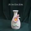 Jarrón Pequeño de Cerámica Hecho a Mano para Hidroponía de Escritorio y Flores Secas, Jarrón de Doble Propósito para Arreglos Florales, Cerámica Nueva de Estilo Chino para Decoración del Hogar