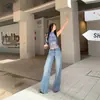 26 Jeans de Verano Americano Nuevo Diseño-sin Cinturilla Tencel Retro Lavado Tiro Bajo Pierna Recta para Mujer Dropshipping