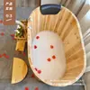Banheira de Madeira Elevada para Banheiro Pequeno para Adultos e Crianças, Adequada para Banho e Sauna de Corpo Inteiro