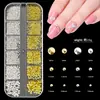 Clavos Redondos Europeos y Americanos Cruzados con Lazo Estrella Color Sólido Oro y Plata Doble Color Clavos de Arte para Uñas Metal Clavos Parches para Uñas