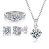 Conjunto de jóias S925 anel de prata esterlina moda redonda zircão anel linha Diamante estilo europeu e americano nicho colar conjunto de três peças