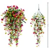 Flores Artificiales Transfronterizas 69 Piezas Enredadera Violeta Eucalipto Cesta Colgante de Pared Techo Hogar Decoración Exterior Flores de Plástico