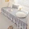 Cojín de Ventana Abuhardillada de Color Sólido, Estilo Princesa, con Estrellas, Doble Falda, a la Moda y Sencillo, Adecuado para Todas las Estaciones, Cojín con Borde de Encaje Antideslizante