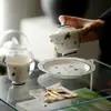 Colección de Juego de Té Azul y Blanco Pintado a Mano con Flor y Mariposa de Porcelana de Jade Estilo Dinastía Tang y Song, Juego de Té Kung Fu, Tetera Doméstica, Gaiwan, Tazas de Té