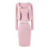 Conjunto de três peças puramente sexy para mulheres: cardigã curto de manga longa + camisola acolchoada + saia justa com fenda