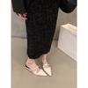 Zapatillas de media bota retro francesas para mujer, zapatos para exterior 2025 nuevos de verano, punta puntiaguda, zapatos planos holgazanes, sandalias pequeñas