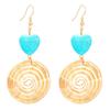 Aretes de Piedra de Pino Estilo Étnico Bohemio Retro Europeo y Americano Moda Transfronteriza Aretes con Borla de Turquesa Aretes Mujer