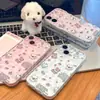 Aplicable a iPhone 18 Azul Rosa Estampado de Leopardo Gato Oso Funda de Teléfono Apple 17 Pro Max Dibujos Animados Lindo Transparente Funda 15