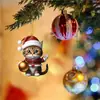 Transfronteiriço Novo Produto Natal Criativo Gato Fofo Casa de Natal Decorações de Árvore de Natal Acrílico Plano Pendurado