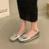 Sapatos baixos de bico redondo sem cadarço para mulheres, novo estilo fada bailarina para primavera e outono, mocassins baixos macios fáceis de calçar