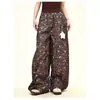 Pantalones Casuales de Pierna Ancha de Longitud Completa con Estampado Integral de Leopardo y Colgante de Estrella para Mujer Verano 2025 Nuevo Suelto Estilo Bf Retro Americano