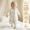 Saco de dormir infantil de piernas separadas, algodón puro, mameluco acolchado de tres capas para bebé, apto para todas las estaciones, diseño anti-patadas para niños, y pijama para niñas