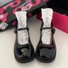 Zapatos Mary Jane de Tacón Grueso y Suela Gruesa con Correa Única de Estilo Francés para Mujer 2025 Verano Nuevo Versátiles con Lazo Zapatos Pequeños de Cuero de Tacón Alto