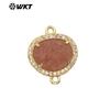 WT-C335 Rosa Brillante Francés Cristal Piedra con Purpurina Gema Colgante Pequeño Borde de Circonita Joyería Decoración Accesorios