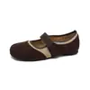 Wei Wei Girl 6696-51 Zapatos Birkenstock Retro de Velcro Bajos para Mujer Estilo Otoño Suela Plana Zapatos de Ballet Mary Jane Individuales