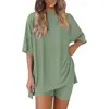 2025 Verano Nuevo Transfronterizo Europeo y Americano Amazon Comercio Exterior Moda Casual Color Sólido Holgado Conjunto de Pijama para Mujer