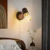 Lámpara de pared vintage estilo japonés en color nogal, diseño creativo nórdico con interruptor, adecuada para iluminación de dormitorio junto a la cama, pasillo y balcón