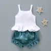 Traje de moda estilo ocidental para bebê menina recém-nascido algodão roupas de verão 0-1 ano roupas de verão 6 crianças fino traje de duas peças