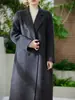 Casaco de Lã Dupla Face Novo Estilo Outono/Inverno 2026 para Mulheres, Estilo Coreano Soltinho, Elegante e de Alta Qualidade, Casaco Longo de Caxemira